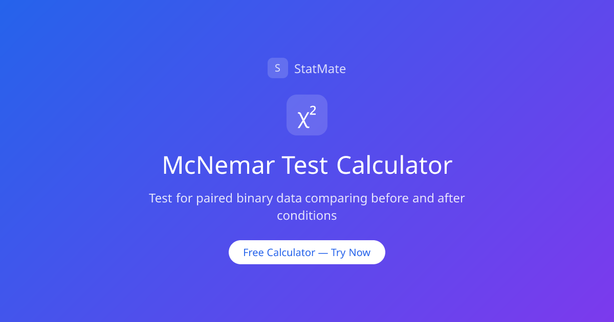 無料オンラインマクネマー検定計算ツール | StatMate